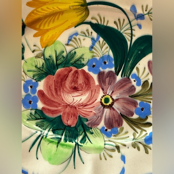 Majolica Italian Vintage Nove Rose faience Plate hand painted Italy floral - Picture 4 of 4